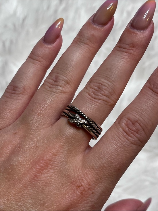 David Yurman Jewelry - David Yurman Sterling Silver X Crossover band with Diamonds
